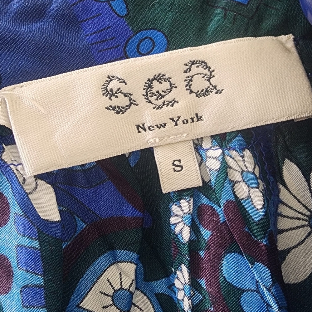 Sea New York Blue Floral Paisley Top, Size Small, 100 %‎ Silk. - Picture 8 of 11
